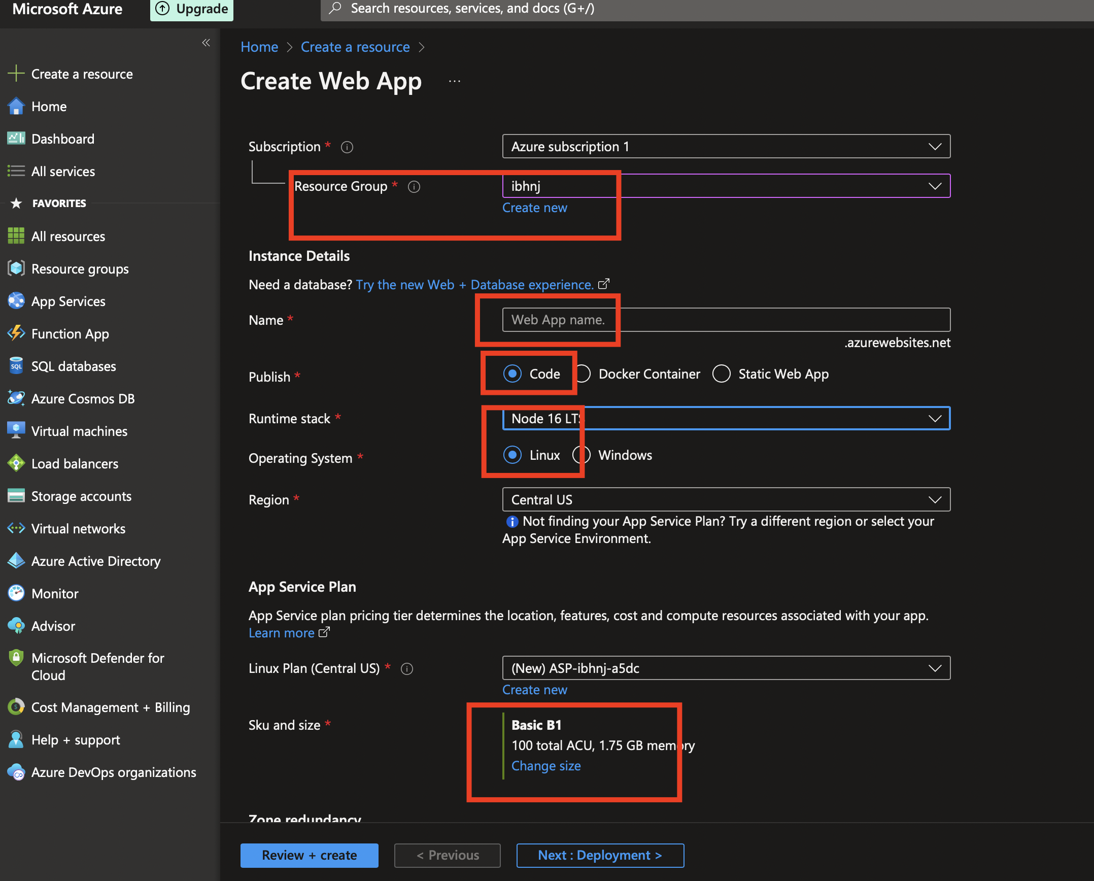 Azure App service setup 