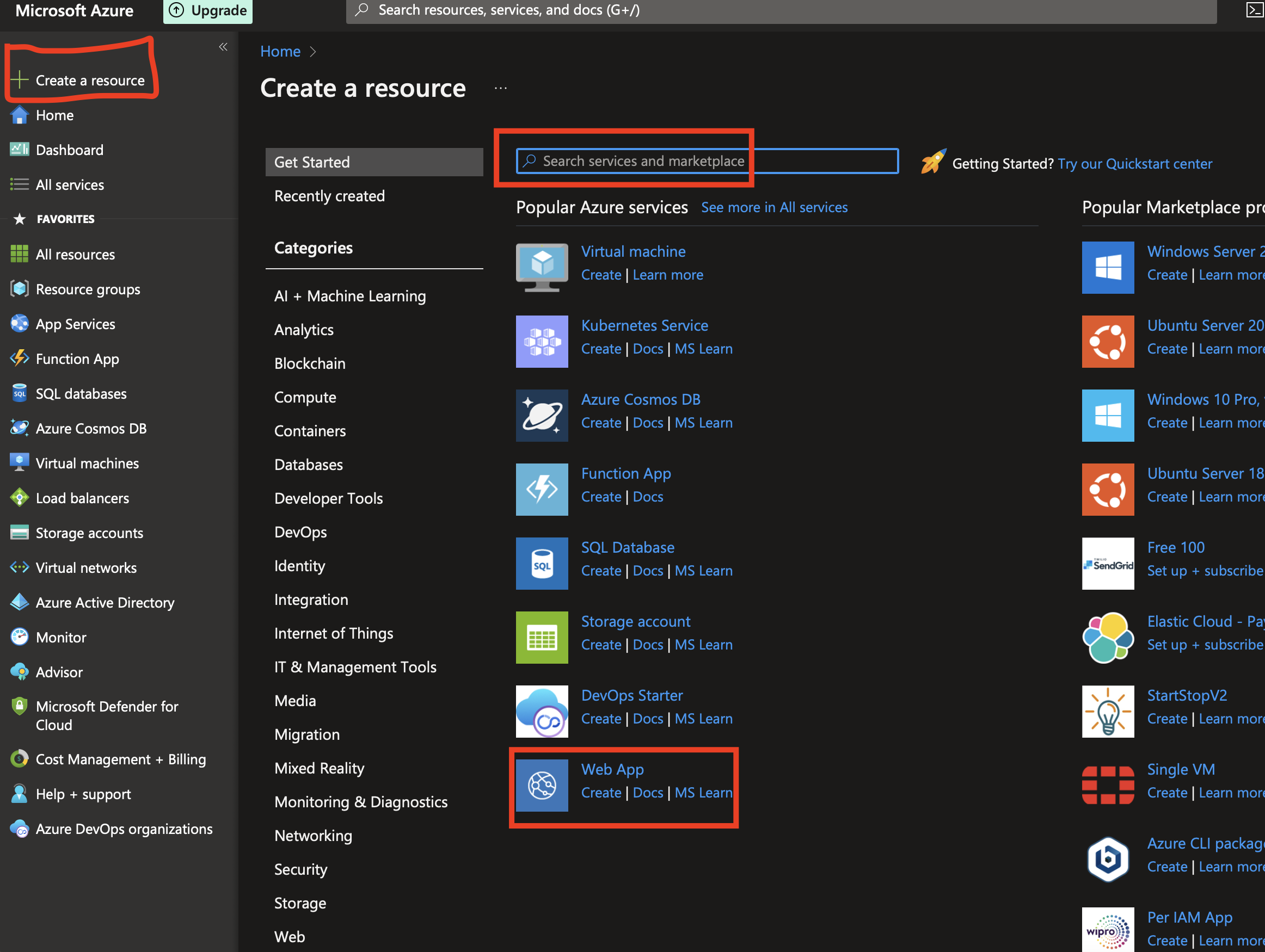 Azure Resource setup 